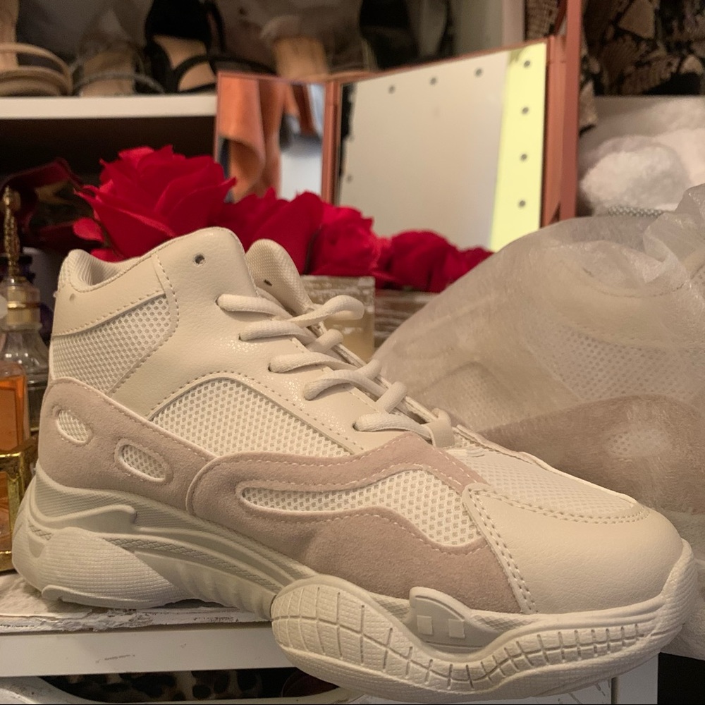 White and beige sneakers